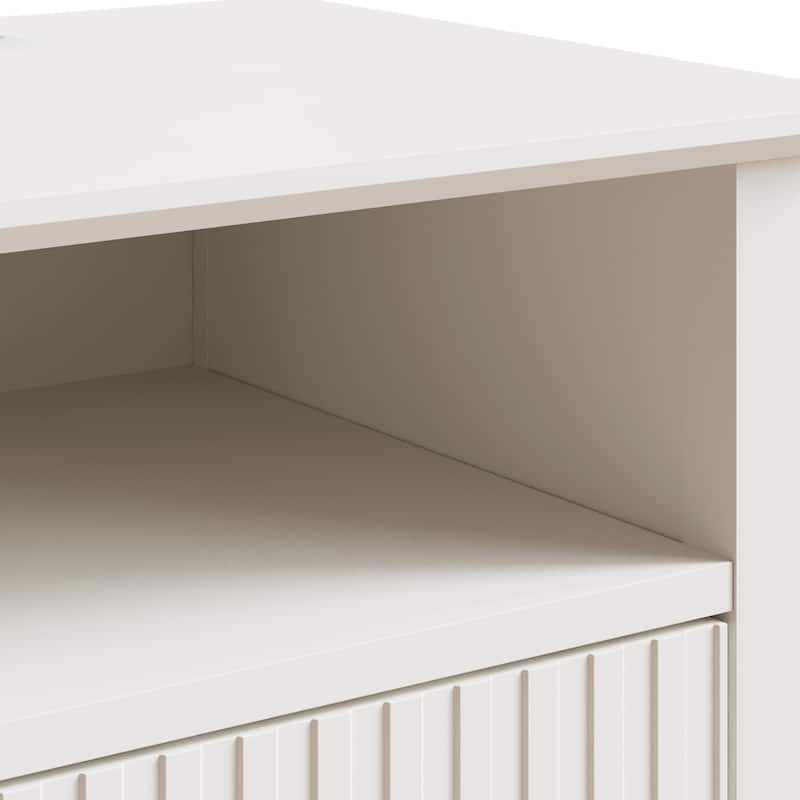 Fluted Nightstand with 2 Drawers, Set of 2