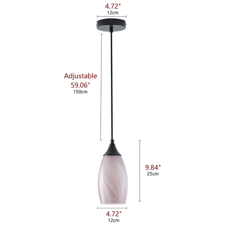 Black Metal and Glass Pendant Light for Kitchen Island Dining Room