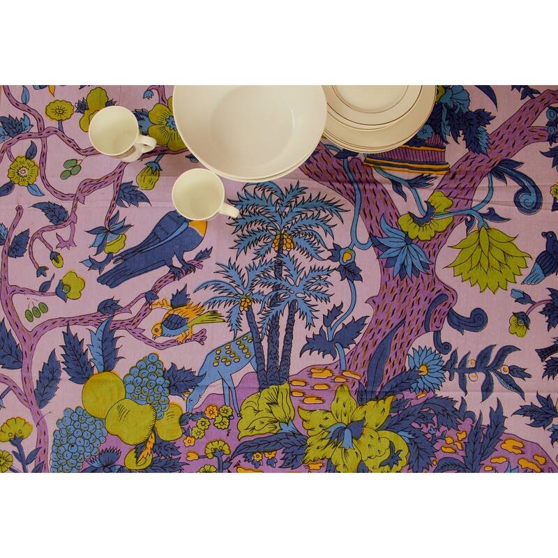 Vibrant Cotton Floral Tree Of Life Tablecloth Collection