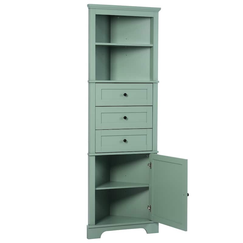 Triangle Tall Cabinet with 3 Drawers and Adjustable Shelves