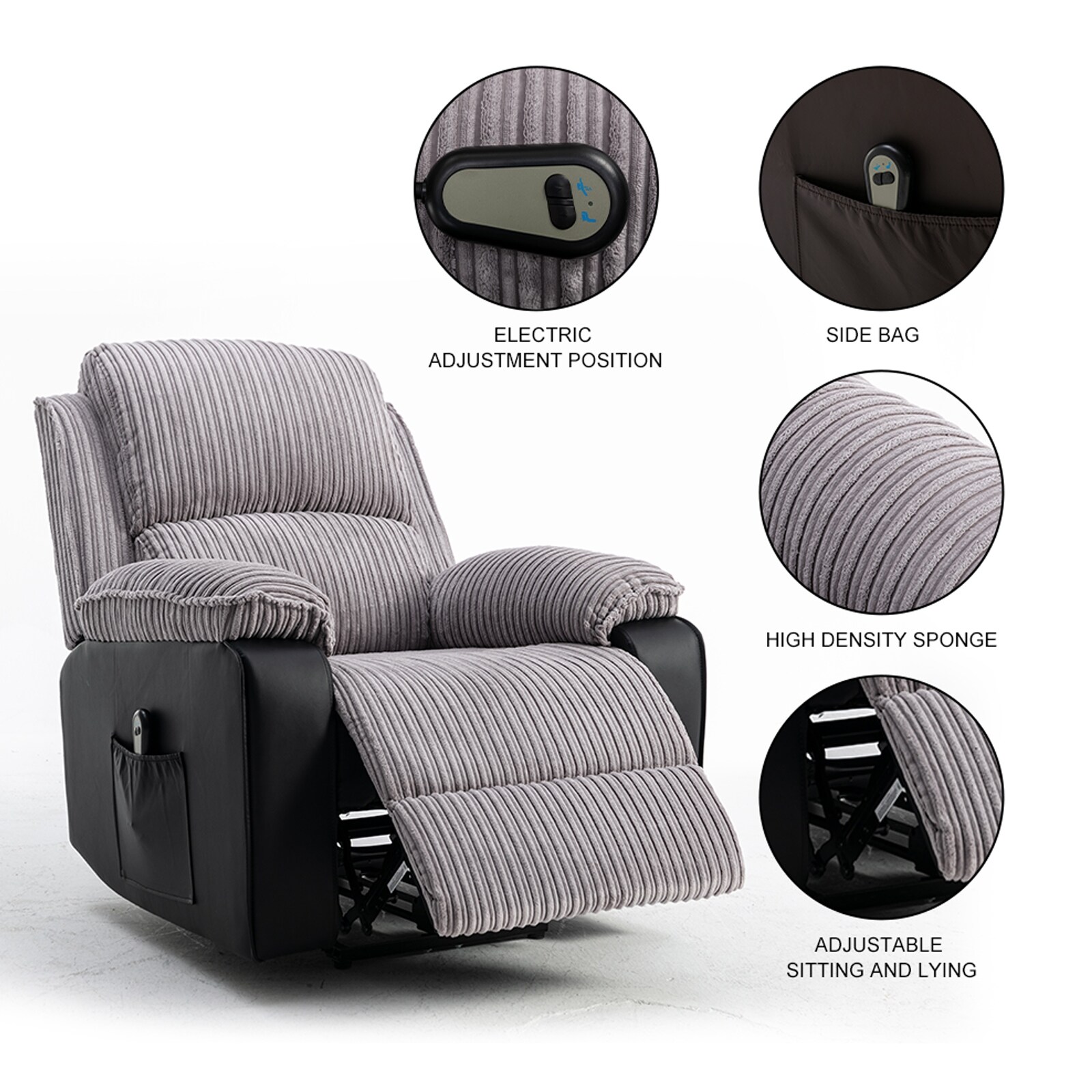 Recliner Chair Ergonomic Adjustable Single Fabric Sofa w/Thicker Seat  Cushion - Bed Bath & Beyond - 35233489