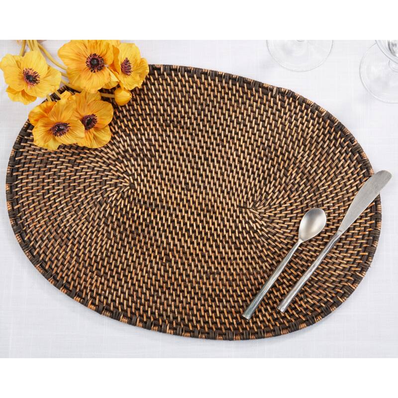 Rattan Placemats With Woven Design (Set of 4)