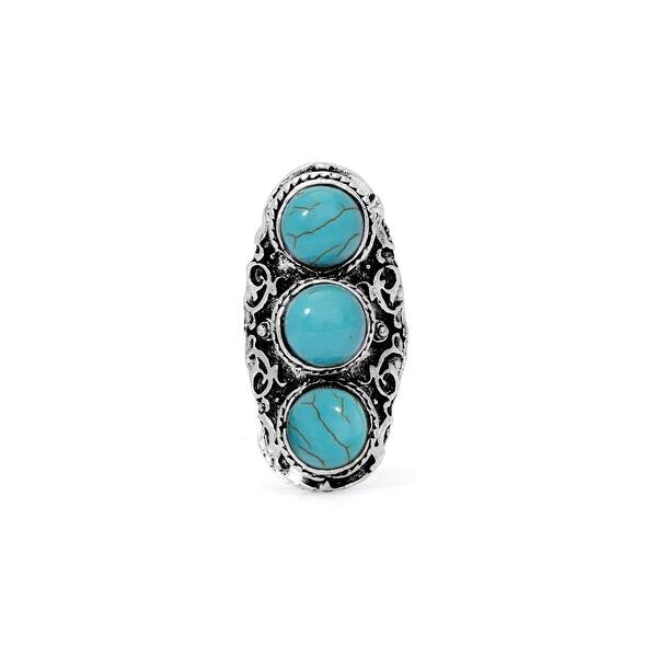 Turquoise Ring Blue Copper 925 Sterling Silver Ring Handmade Women Jewelry A76