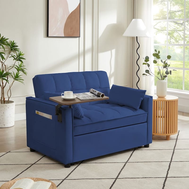 Velvet Loveseat Sofa Bed With 3 Adjustable Positions