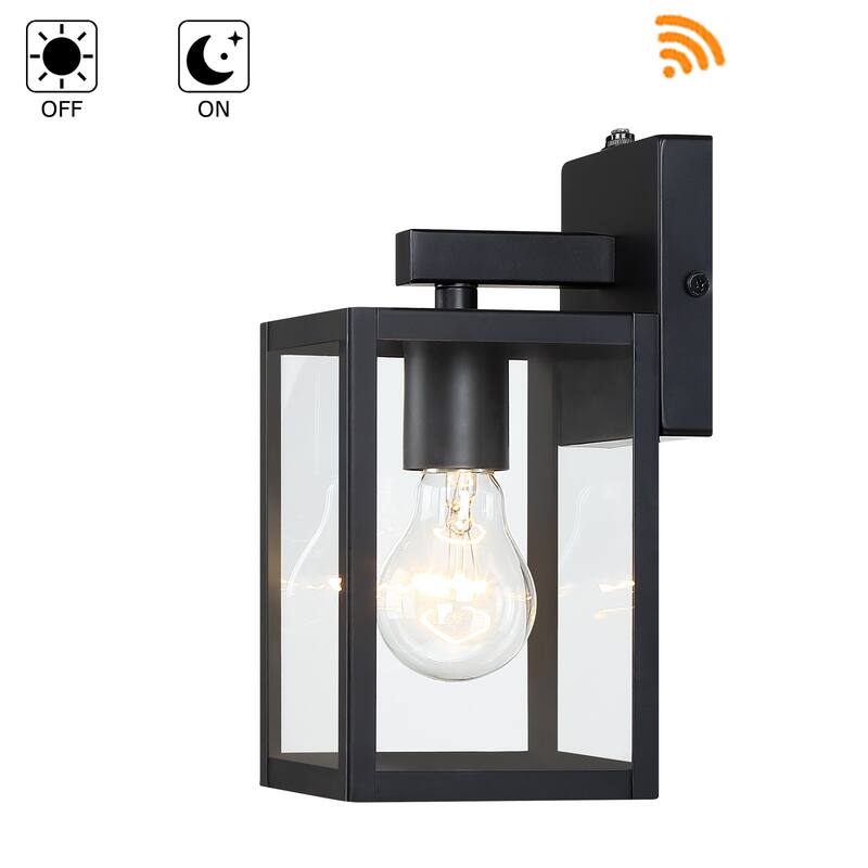 9.5 in. Black Outdoor Hardwired Wall Lantern Scone with Clear Glass Shade and No Bulbs Included