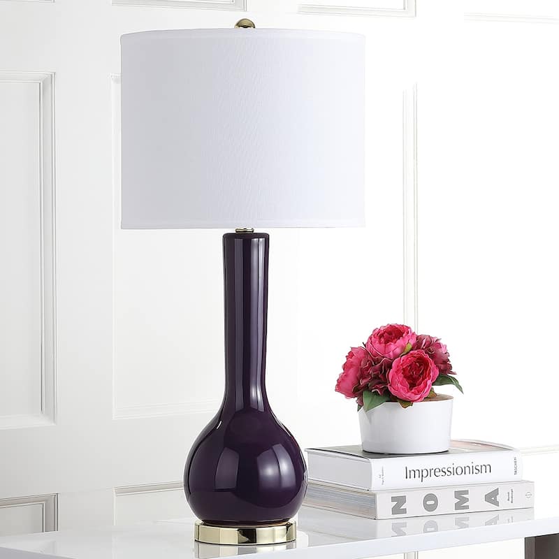 SAFAVIEH Lighting Brigid 31-inch Long Neck Ceramic White Table Lamp (Set of 2) - 14"x14"x30.5" - 14Wx14Dx31H