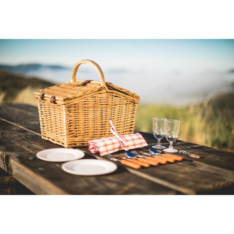 Picnic Time Piccadilly Picnic Basket, (Red & White Plaid Pattern) - N/A
