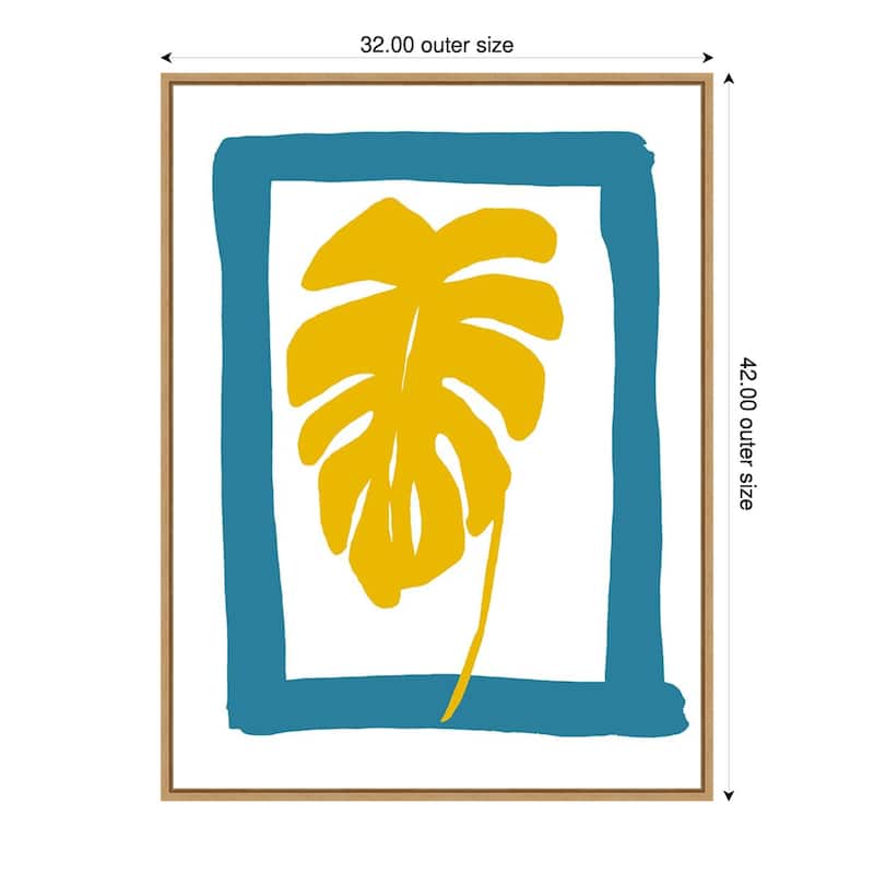 The New Oasis 4 by Bronwyn Baker Framed Canvas Wall Art Print - Sylvie Natural - 32 x 42 in