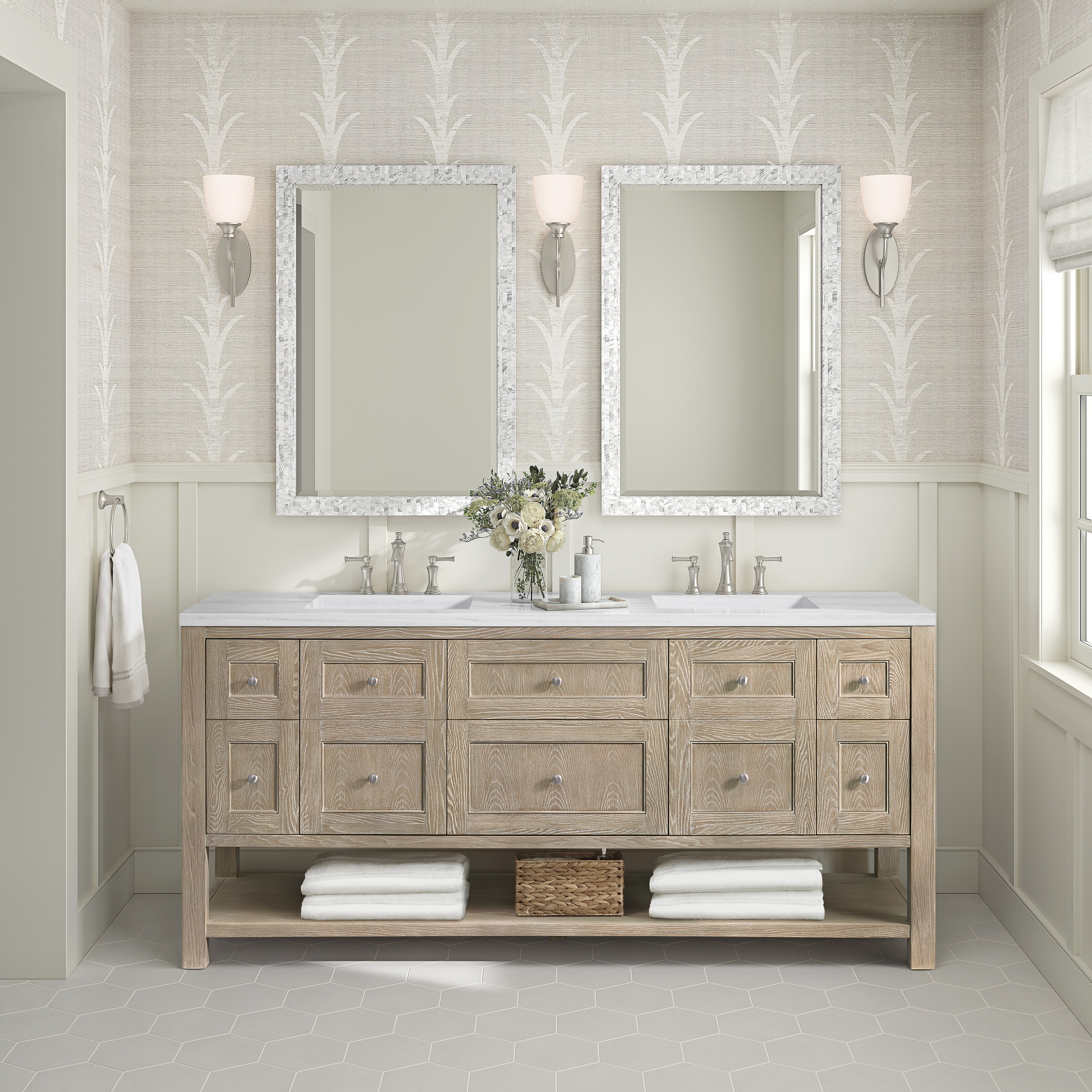 James Martin Vanities Breckenridge 72" Double Vanity, Whitewashed Oak