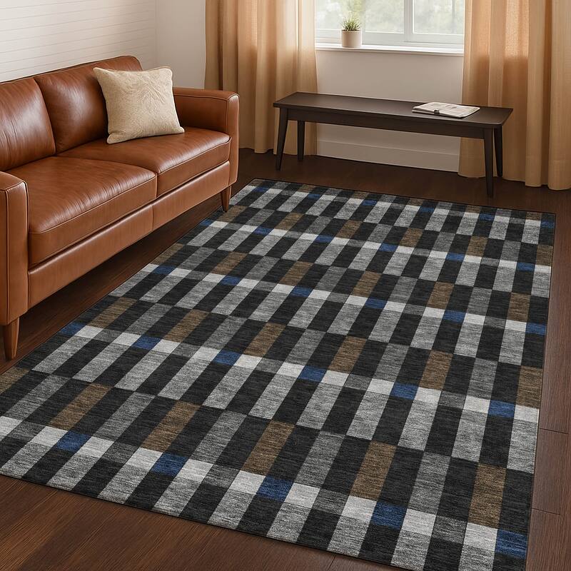 Machine Washable Indoor/ Outdoor Modern Chanute Chantille Rug