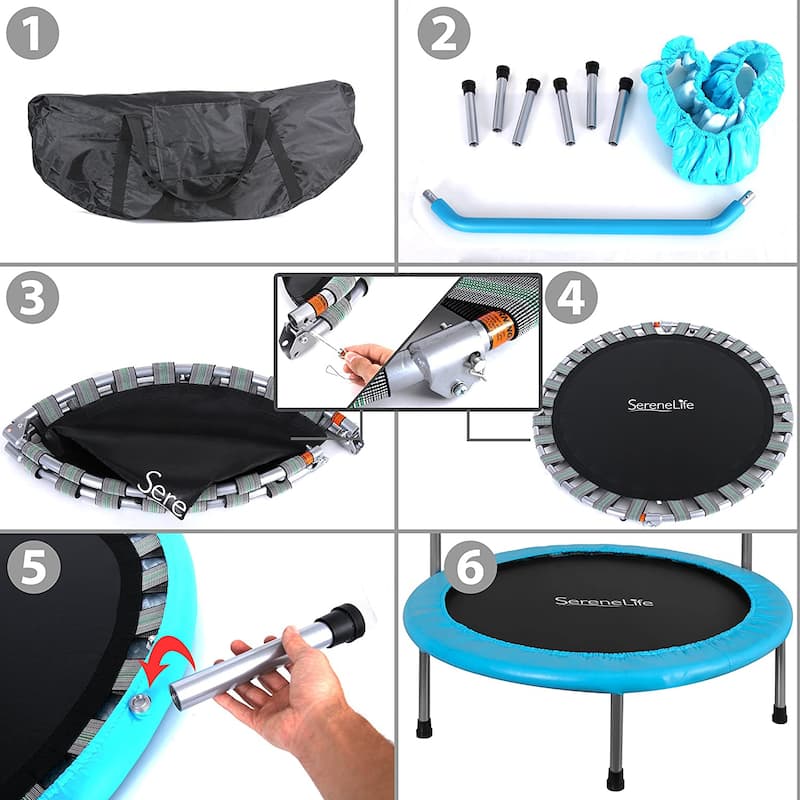 SereneLife 36 Inch Kids Indoor Outdoor Fitness Trampoline w/ Padded Frame Cover - 15.05