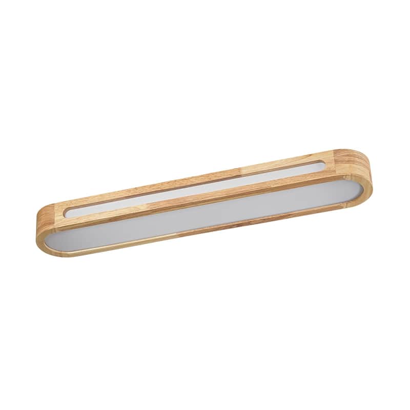 Rustic Natural Wood Dimmable LED Oval Ceiling Light 3000K - Wood Grain - 31.5 Inches
