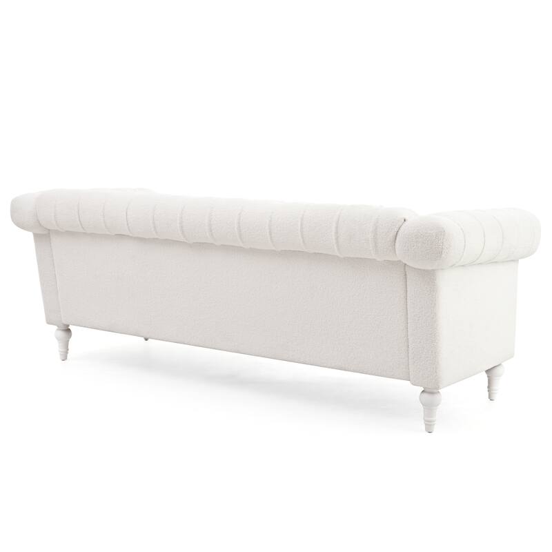 Modern Teddy Velvet Sofa with Birch Legs and Quilted Backrest, 660 lbs Capacity