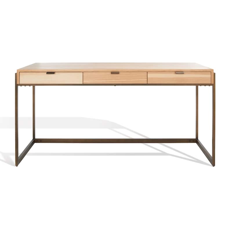 SAFAVIEH Couture Radunka 3-Drawer Smoked Eucalyptus Writing Desk