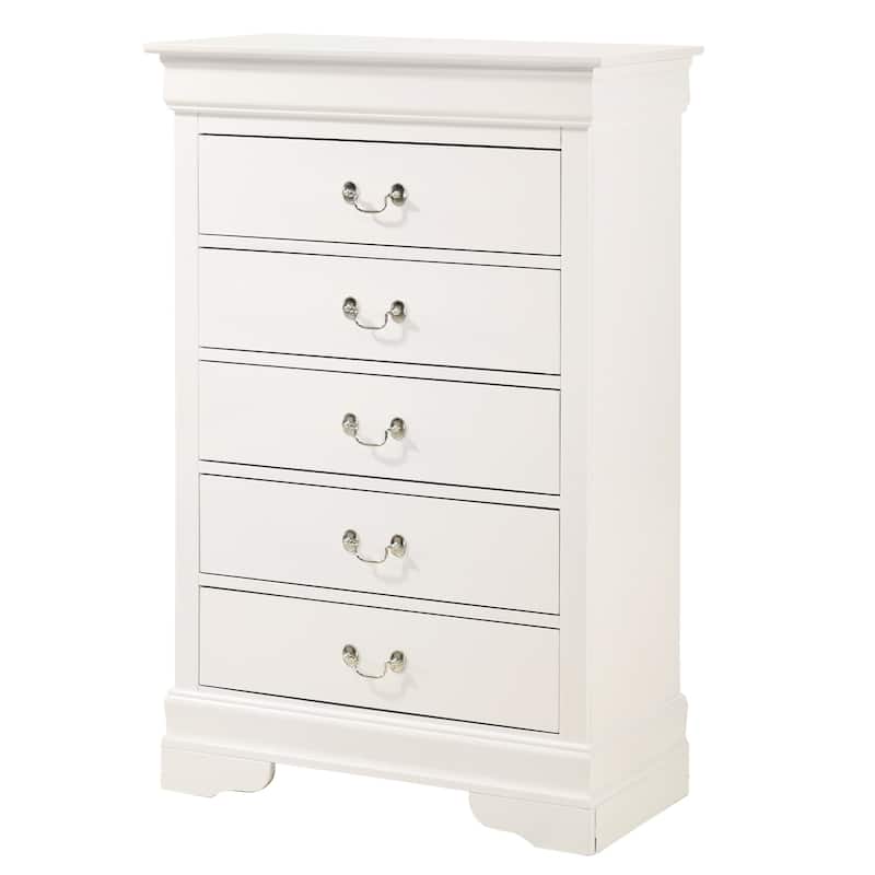 5-Drawer Wooden Bedroom Chest - 48" - White