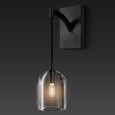 KAYLA 5.1in W 16.5in H 1-Light Modern Crystal Wall Sconce, Indoor Hemisphere Wall Lighting with Clear Crystal Shade