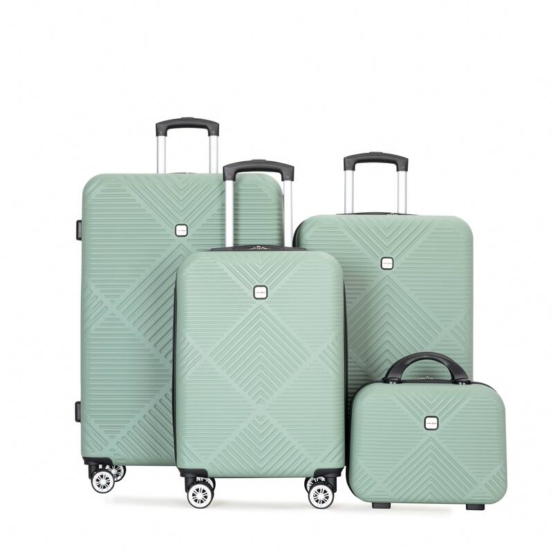 4-piece ABS Lightweight Suitcase Set with 14 inch Makeup Case, Aircraft Wheels (14/20/24/28)