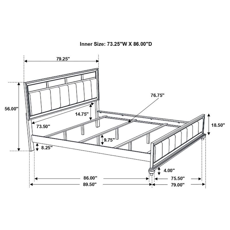 Barzini Modern Classic Wood Panel Bed with Upholstered Headboard