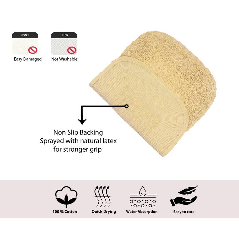 Radiant Collection Absorbent Cotton 2 Piece Set Machine Washable Bath Rug