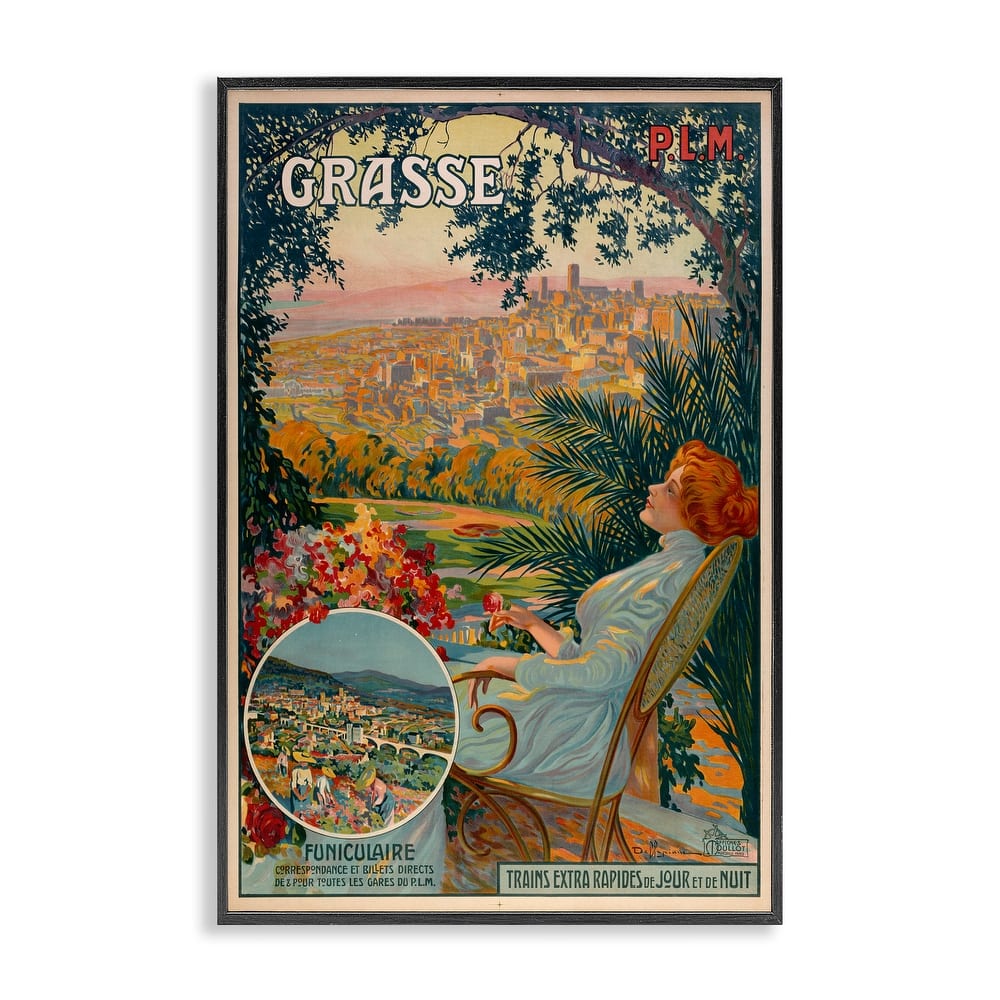 Stupell Vintage Grasse Advertisement Framed Giclee Art Design By Marcus Jules