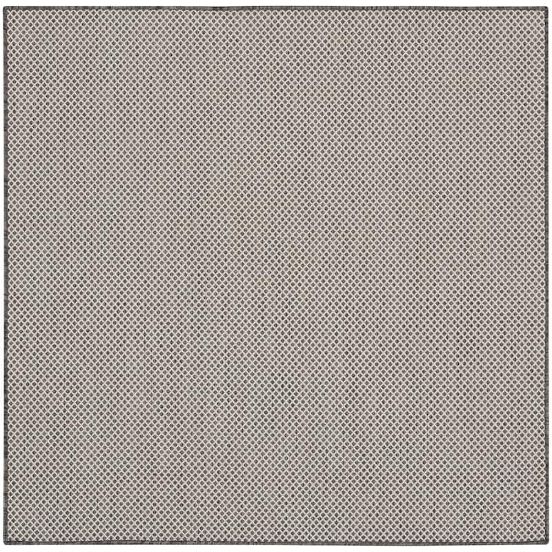 Nourison Courtyard Indoor/Outdoor Modern Geometric Area Rug - 4' x Square - Ivory/Charcoal