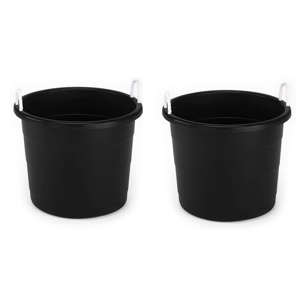 Homz 17 Gal Plastic Open Storage Round Utility Tub with Handles
