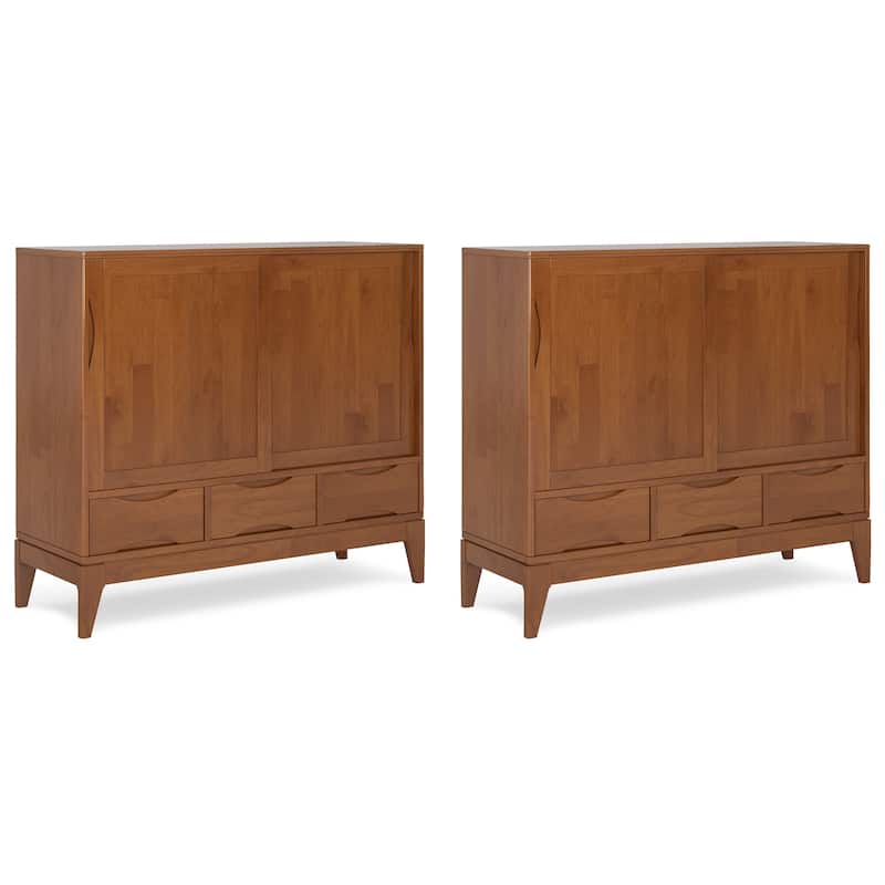 WYNDENHALL Pearson Solid Wood 48 inch Storage Cabinet (Set of 2) - 48"W x 17"D x 42"H