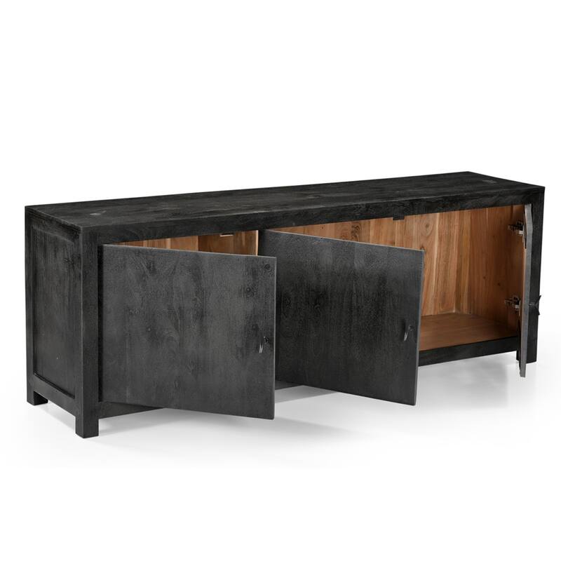 Sparrow Solid Wood 3 Door Media Console - Gray - 67 inches in width
