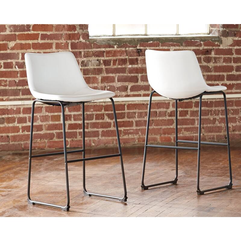 Signature Design by Ashley Centiar Counter Height Bar Stool (Set of 2) - White - Bar Height