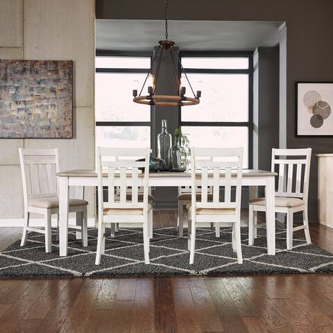 Summerville Soft White Wash Wire Brushed Gray 7 Piece Rectangular Table Set