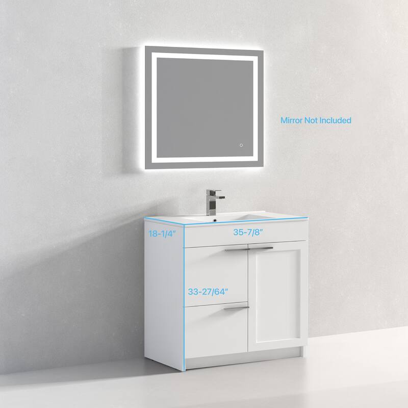 Blossom Hanover 36 Inch Bathroom Vanity with Topmount Ceramic Sink