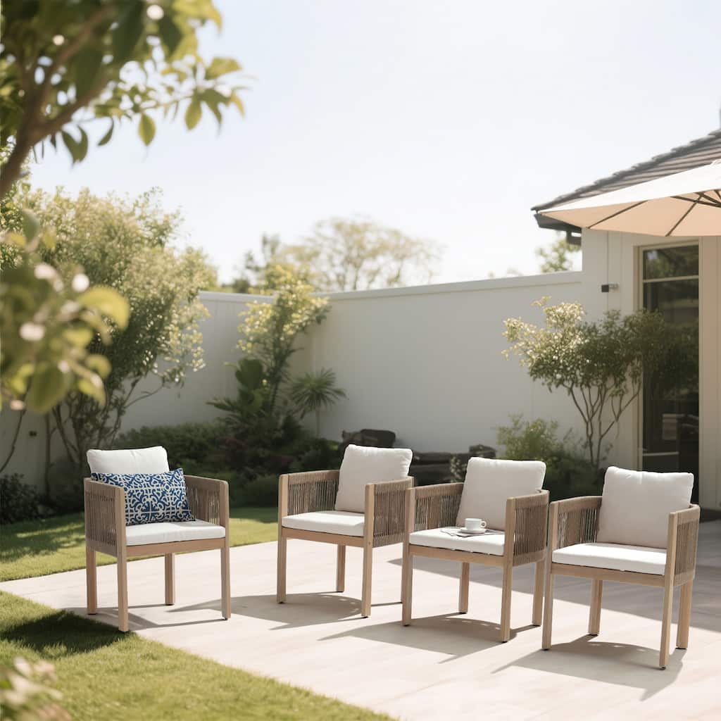 Outdoor Patio Dining Chair With Cushions (Set of 4)