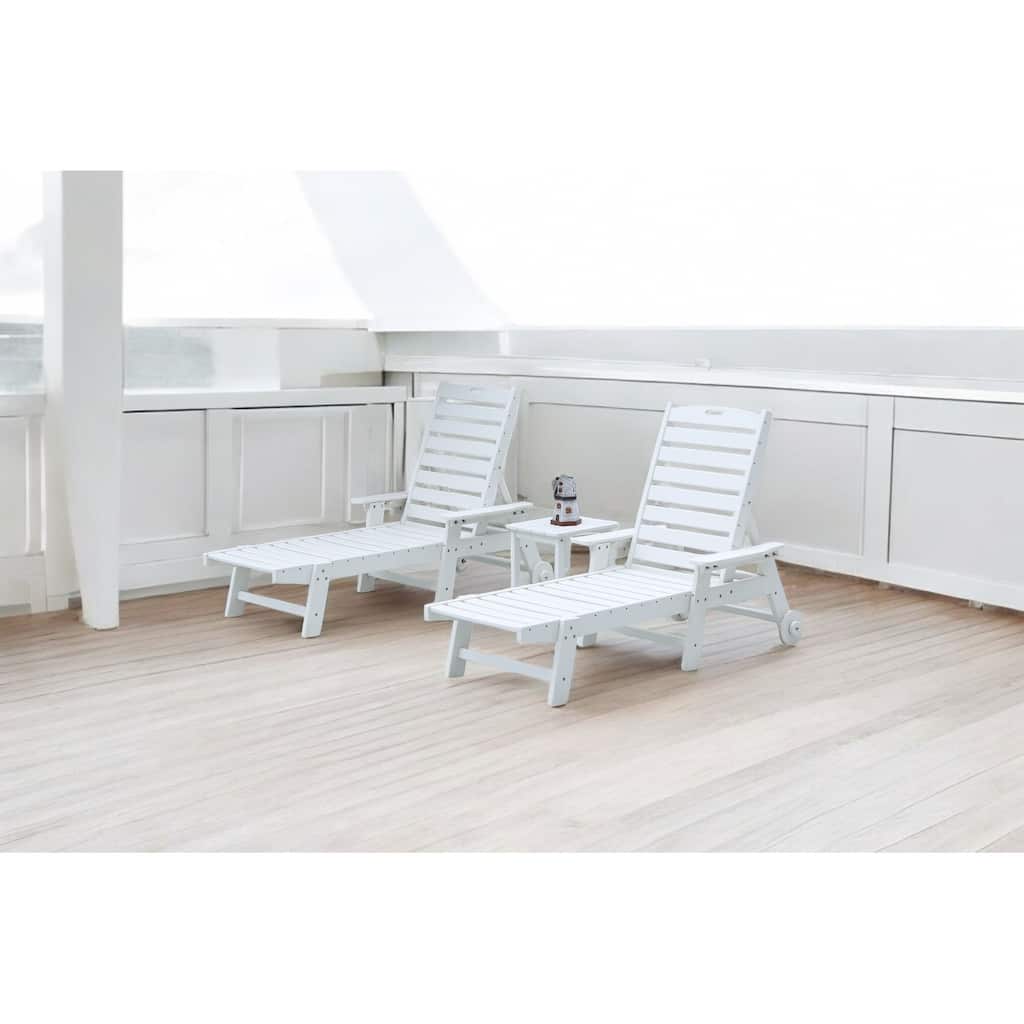 3-Piece Chaise Lounge Set with Side Table – Oversized Outdoor Lounge Chair with 5 Adjustable Positions, Wheels