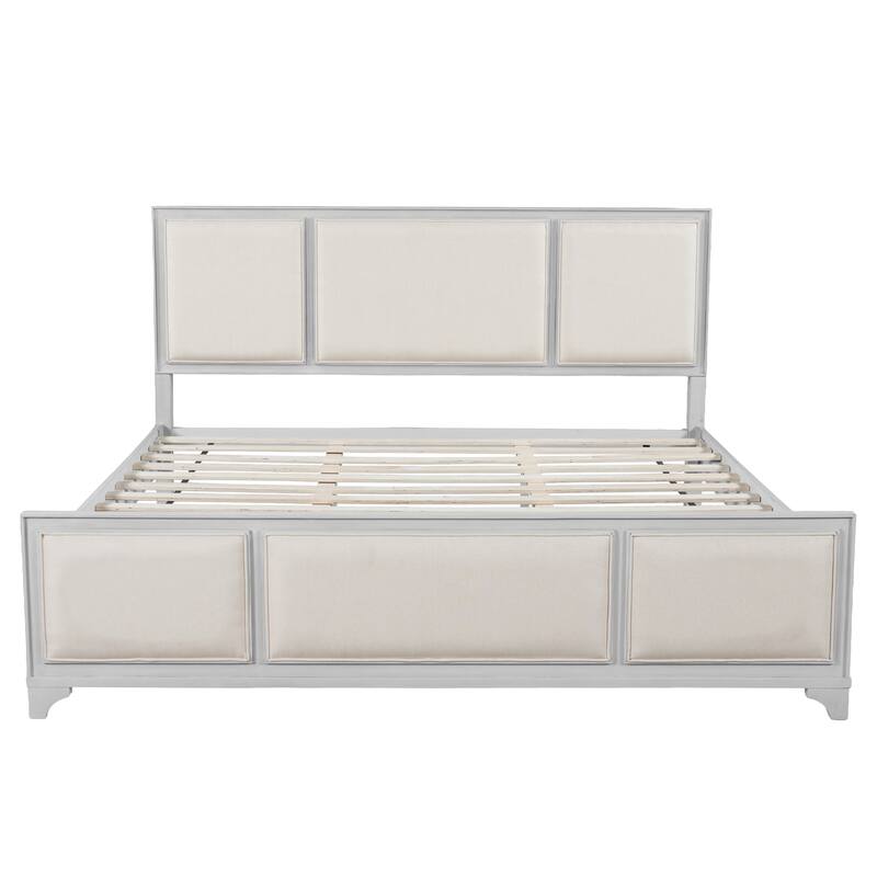 Christopher Knight Home - Hendrix Modern Farmhouse Upholstered Wood Platform Bed with Panel Headboard and Footboard