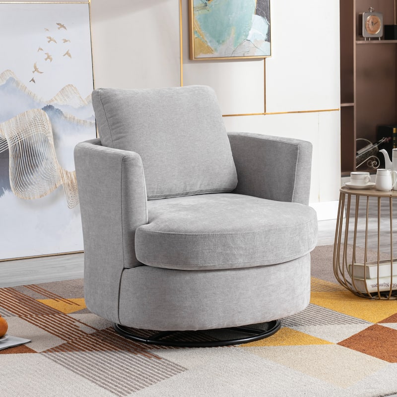 Modern Upholstered Swivel Barrel Chair(Set Of 2)