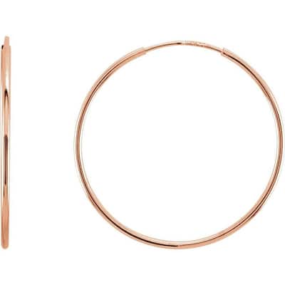 Curata 14k Rose Gold 24mm Polished Endless Hoop Earrings