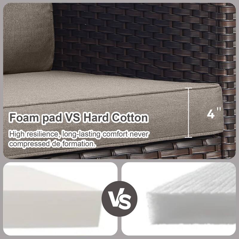 Gymojoy Wicker Swivel Glider Chair with 4 inch Olefin Cushions