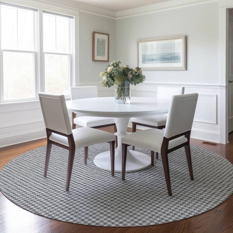 Premium Washable Super Soft Modern Houndstooth Mayfield Rug - Gray - 8' x 8' - Round