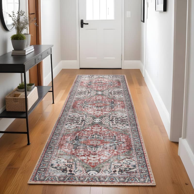 Superior Mesa Rustic Medallion Border Indoor Area Rug or Runner