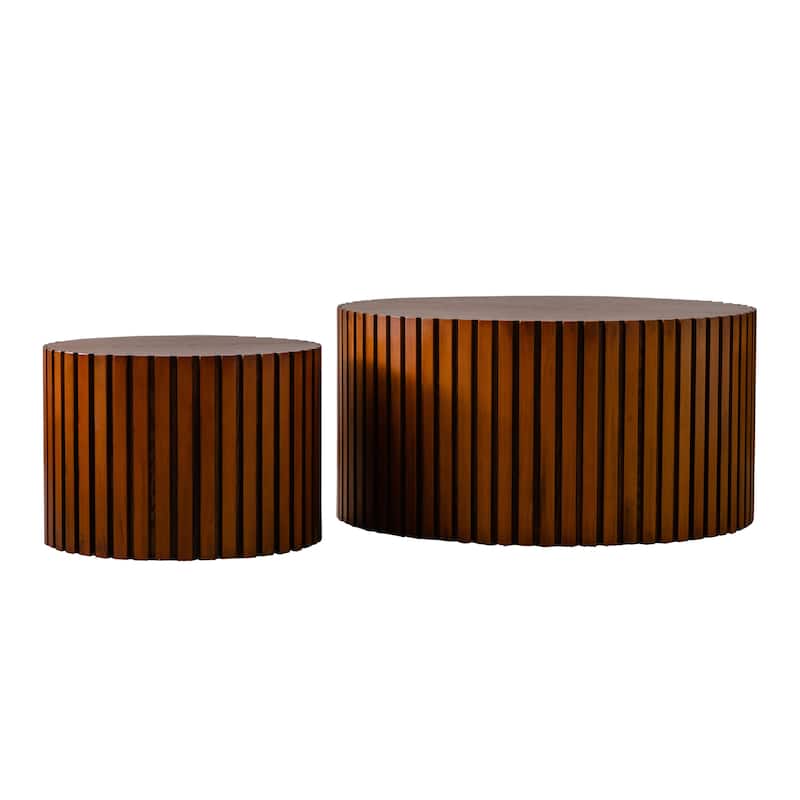 No Assembly Round Wood Coffee Table - Ideal for Small Living Room Apartments