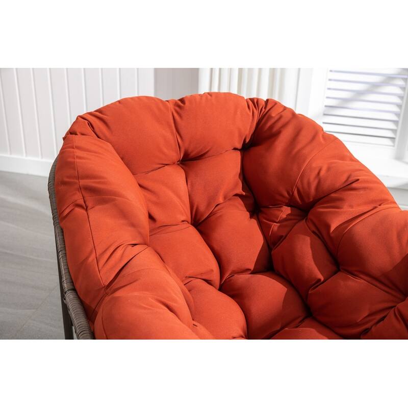 Premium Oversized Rattan Rocking Chair with Padded Cushion - Comfortable Recliner for Indoor & Outdoor Relaxation