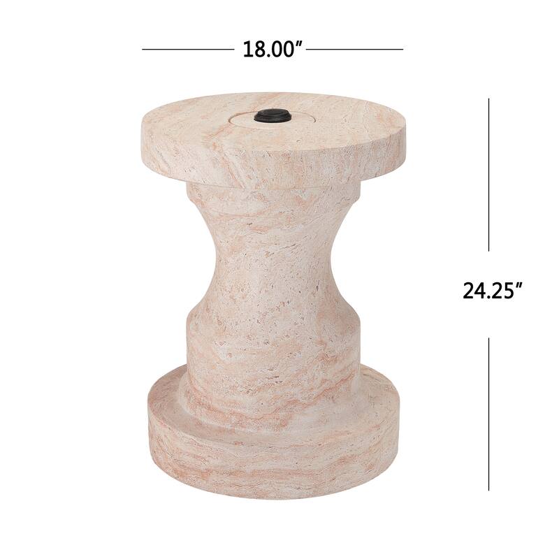 Christopher Knight Home - Modern Outdoor MGO Umbrella Side Table with Natural Travertine Effect