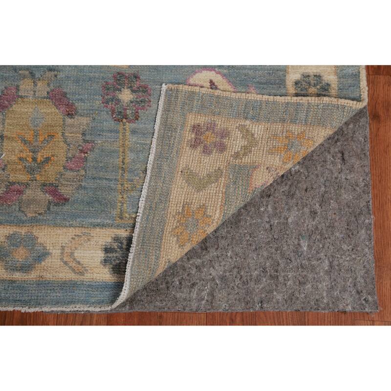 Hand Knotted Oriental 100% Wool Carpet Transitional All-Over Navy Blue & Blues Oushak Area Rug - 12' 9'' X 9' 1''