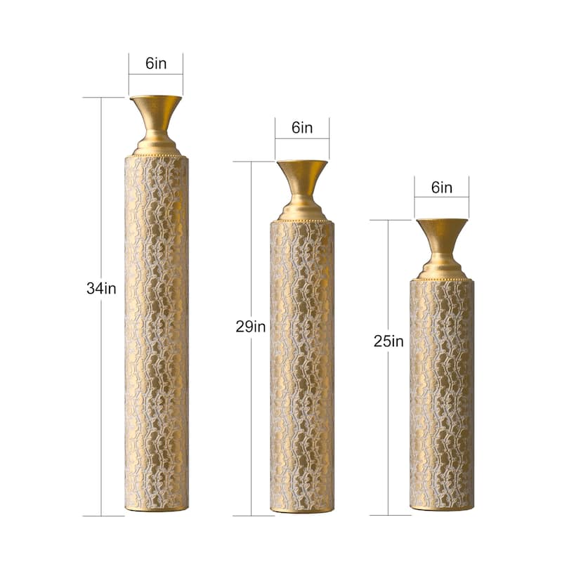 Decorative Vases High distress metal vases with growing vine patterns, set of 3 vases for home decoration 34 ", 29 ", 25 "H