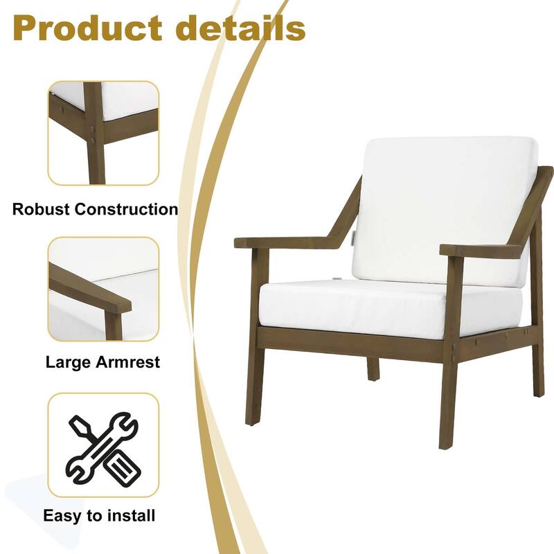 Outdoor Patio Club Chair Arm Lounge Cushion Chair (Set of 2)