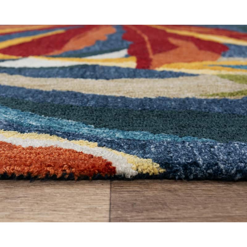 Alora Decor Mirage Blue, Red, Green, Apricot, and Ivory Hand-tufted Rug