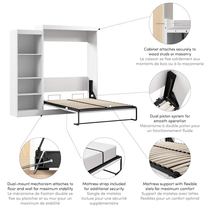 Edge Full Murphy Bed with Closet Organizer (85W) by Bestar