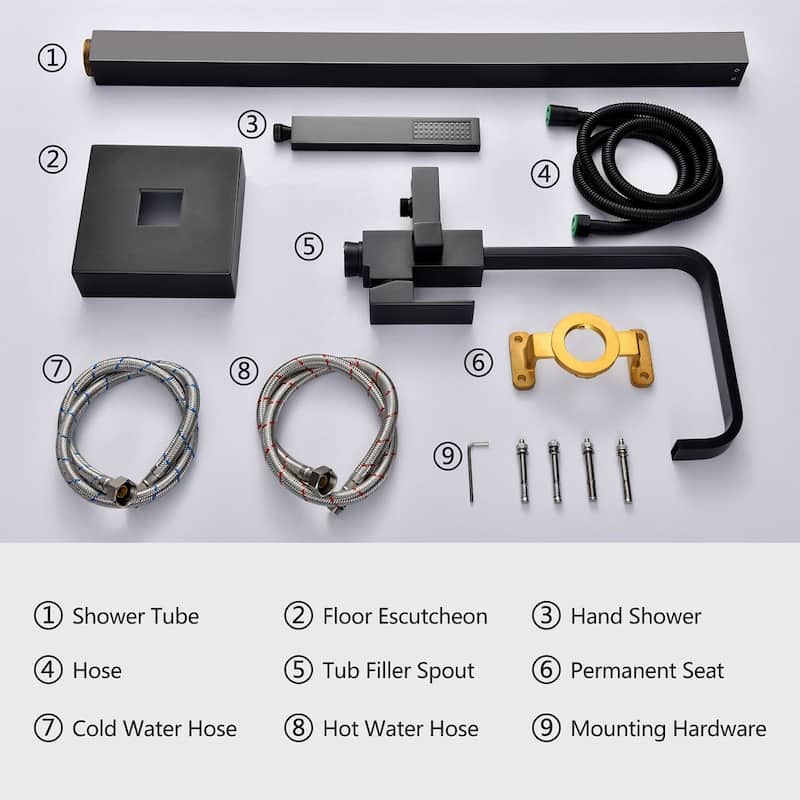 Eridanus Freestanding Bathtub Tap Floor Mounted Shower System Waterfall Spout Filler