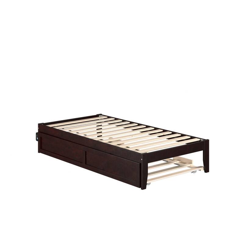 Twin Bed with Trundle - Rustic Romance Espresso Finish - HomeStock Bedroom Furniture
