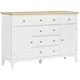preview thumbnail 2 of 15, HOMCOM Modern Sideboard with Drawers, Buffet Cabinet with Storage Cabinets, Rubberwood Top and Adjustable Shelves, White